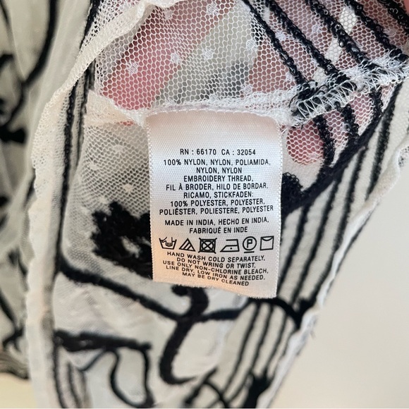 Moulinette Soeurs Ivory Sheer Embroidered Dress Size 6 - Picture 7 of 9